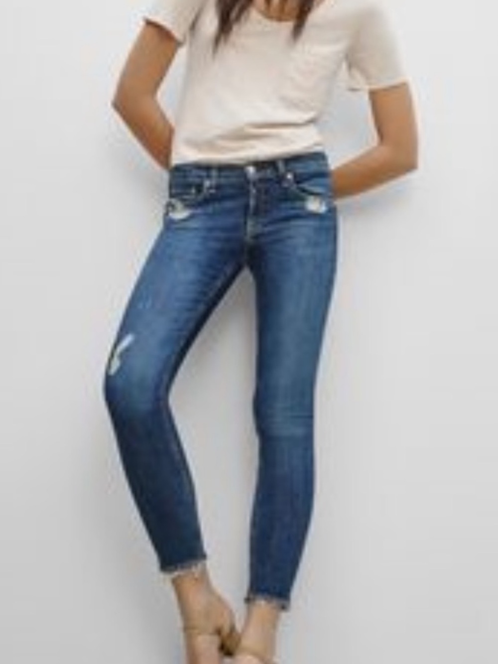 Rag & Bone La Paz Skinny Jeans Size 25 Destroyed Raw Hem EUC